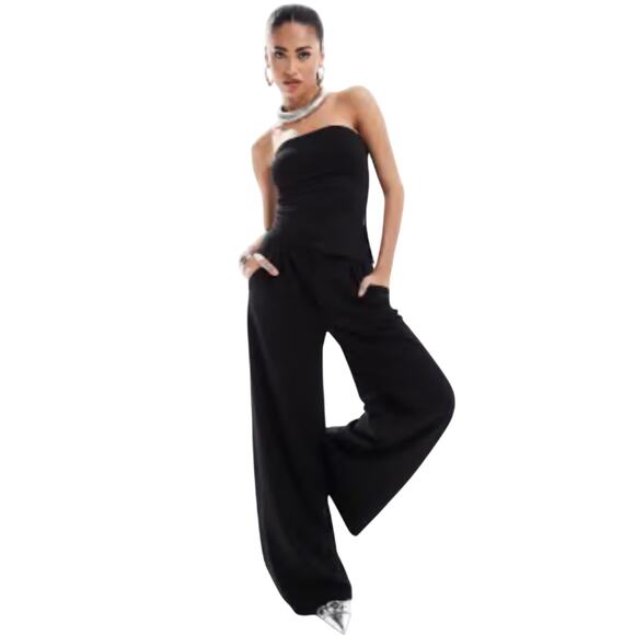 ASOS Wide Leg Jumpsuit - Black - Sz 18 - Picture 1 of 6